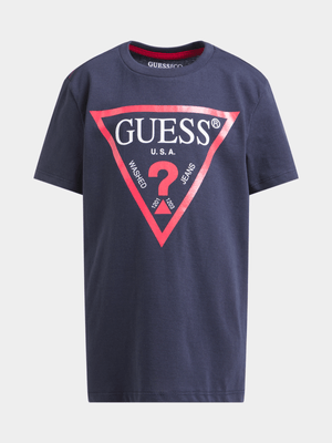 Junior Boys Guess Blue Core T-Shirt