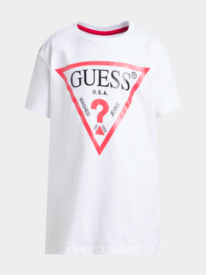 Junior Boys Guess White Core T-Shirt