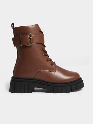 Women's Brown Combat Boots