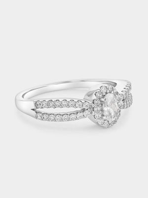 Sterling Silver Cubic Zirconia Oval Halo Infinity Ring