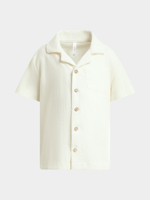 Older Boy's White Textured Shirt