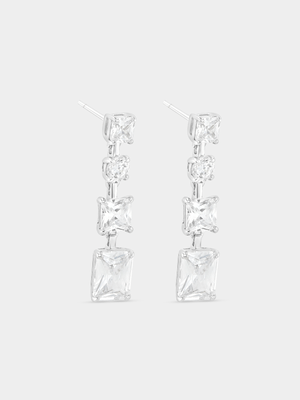 Sterling Silver Cubic Zirconia Multi-Stone Drop Earrings