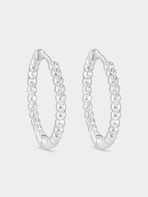 Sterling Silver Caviar Beaded Hoop Earrings