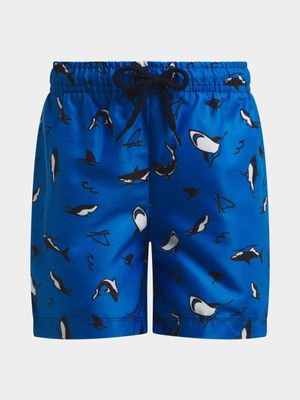 Older Boy's Blue Shark Swim Shorts