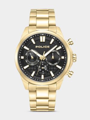 Police Rangy Gold Plated Black Dial Chronograph Bracelet Watch