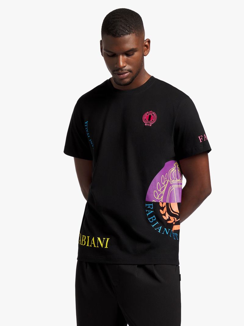 Fabiani Men's All Over Print Black T-Shirt - Bash.com