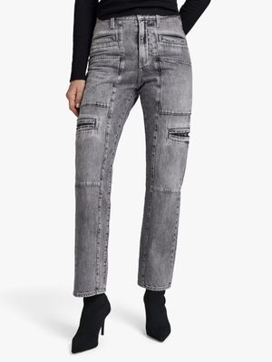 G-Star Wom en's Viktoria Utility High Grey Straight Jeans