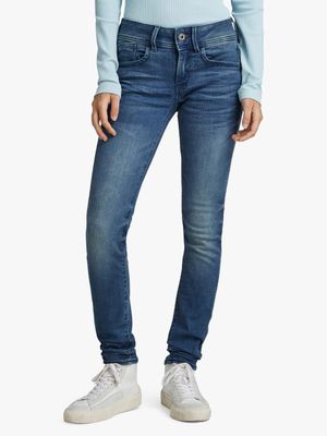 G-Star Women's Lynn Mid Waist Skinny Blue Jeans