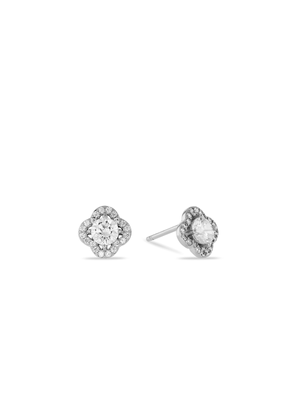 Sterling Silver Cubic Zirconia Scalloped Halo Women’s Stud Earrings