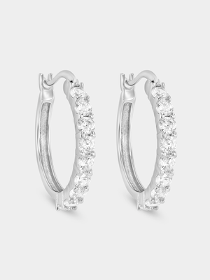 Sterling Silver Cubic Zirconia Hoop Earrings