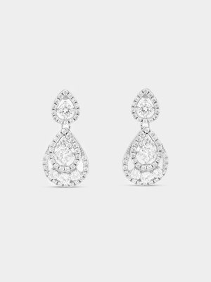 Sterling Silver Cubic Zirconia Multi-Stone Pear Drop Earrings