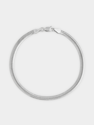 Sterling Silver Oval Herringbone Bracelet