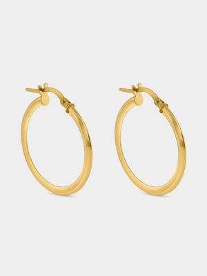 Yellow Gold Point Edge Hoop Earrings