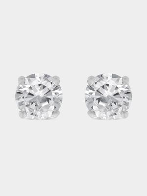 Sterling Silver Cubic Zirconia Round Stud Earrings