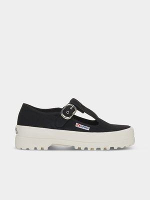 Womens Superga 2541 Mary Jane Black/White Sandals