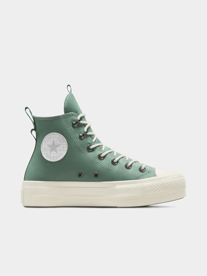 Womens Converse Chuck Taylor All Star Lift Green Platform Sneakers