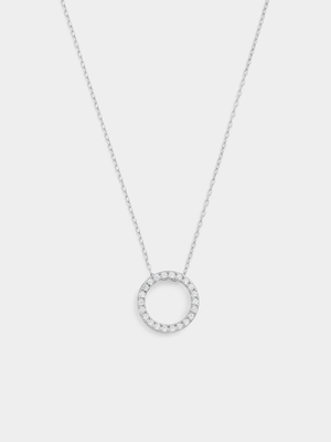 Sterling Silver Cubic Zirconia Circle Pendant