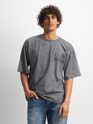 Jet Men's Charcoal Overdyed T-Shirt