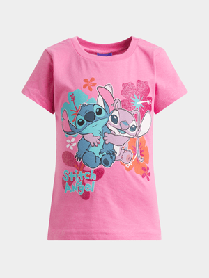 Jet Younger Girls Pink Stitch & Angel T-Shirt