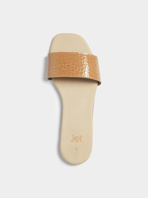 Jet Women's Tan Textured Mule Sandals