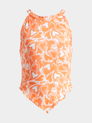 Jet Older Girls Orange/White Heart Top