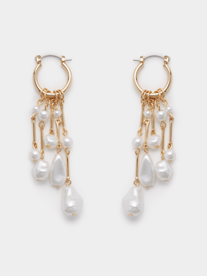 Organic Layered Pearls Drop Earrings