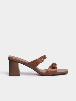 Jet Women's Brown Double Buckle Block Sandal