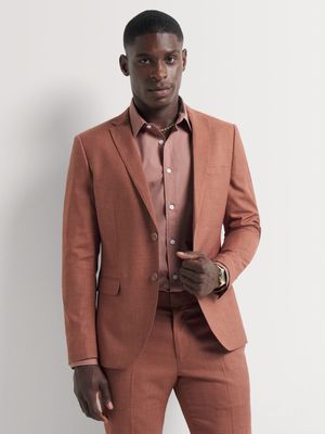 Men's Markham Skinny Linen Rust Suit Jacket