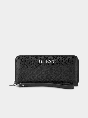 Women's Guess Black Abbas Zip Around Handbag