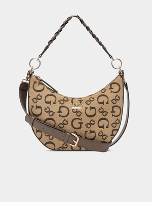 Women's Guess Brown Monica Top Zip Handbag