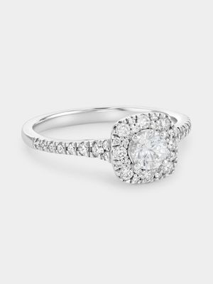 White Gold 0.7ct Lab Grown Diamond Cushion Halo Ring