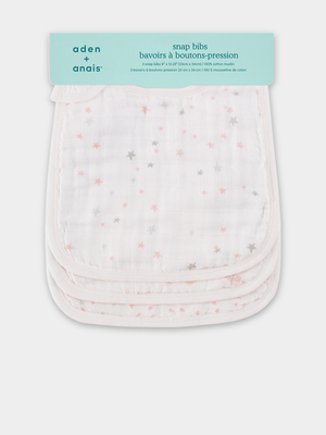 Infants Aiden & Anais Pink 3 pack Snap Bibs