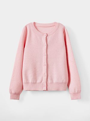 Cotton On Kids Pink Girl Charlotte Sparkle Knit Cardigan