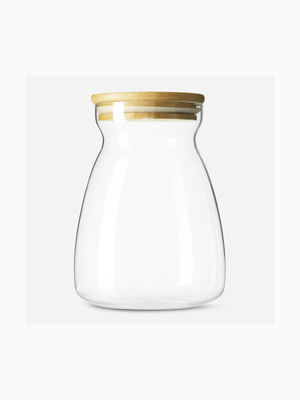 @home Glass Belly Canister with Bamboo Lid