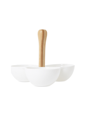 ciroa relish 3 part dish+ bamboo handle