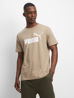 Mens Puma  Essential Logo Taupe/White Tee