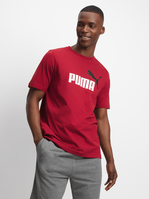 Mens Puma  Essential  Logo  Red/White Tee