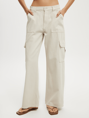 Women's Cotton On Taupe Relaxed Cargo Jeans