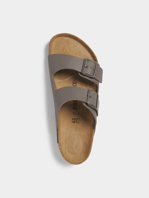 Birkenstock Men's Arizona Saffiano Grey Slide