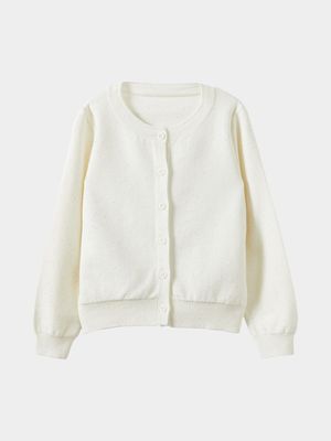 Cotton On Kids White Girl Charlotte Sparkle Knit Cardigan