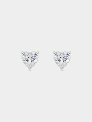 Cheté Sterling Silver Cubic Zirconia Heart Stud Earrings