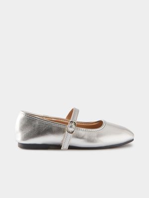 Cotton On Kids Silver Olivia Ballet Flat Shoes