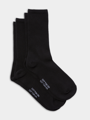 Women's Cotton On Black The Perfect Pair Crew Socks 2Pk