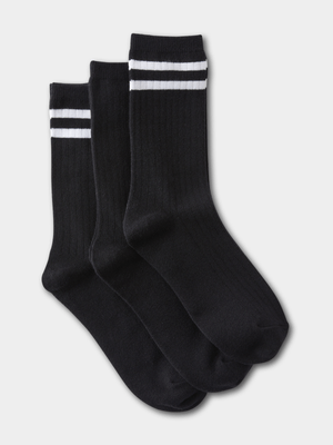 Women's Cotton On Black Body Crew Socks 3 Pack