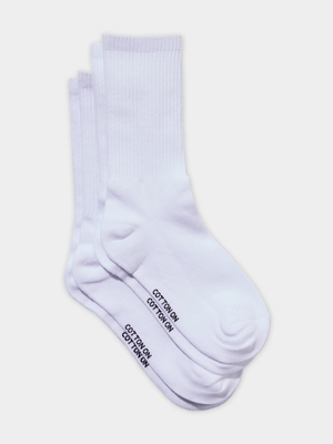 Women's Cotton On White The Perfect Pair Crew Socks 2Pk