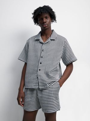 Men's Black & White Checker Co-Ord Shorts