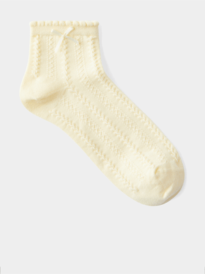 Women's Cotton On Yellow Frill Pointelle Ankle Socks