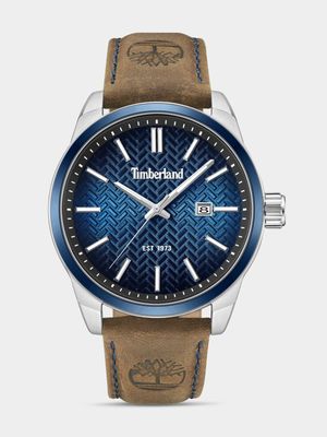 Timberland Henniker II Stainless Steel Blue Dial Brown Leather Watch