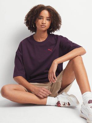 Puma Women's Classics Purple Oversized T-Shirt