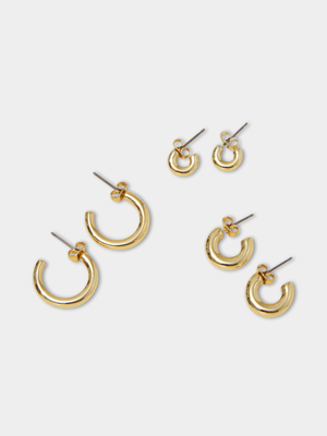 Women's Cotton On Gold 3Pk Mid Earring